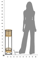 Porta Vasi Doppio Ø23x80 cm in Ferro Nero e Oro-8