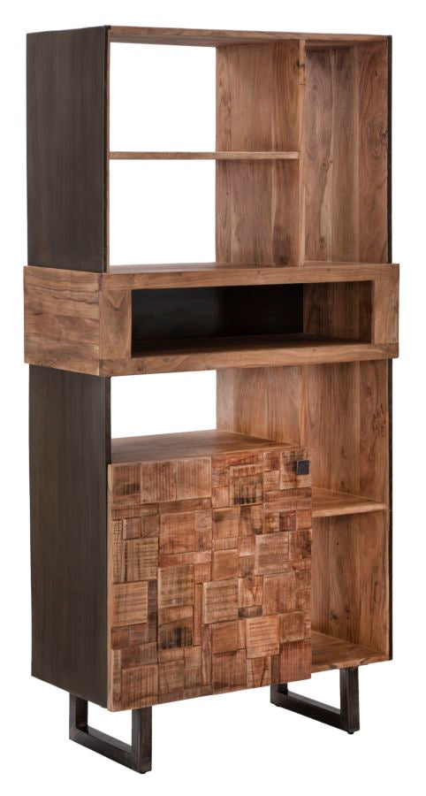 Bibliothèque Mumbai 88x40x177 cm en bois d'acacia et fer marron et noir sconto