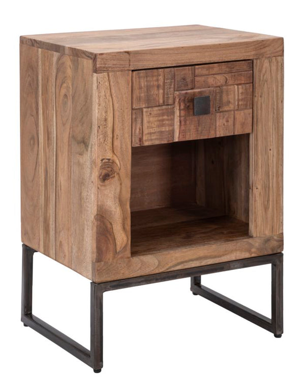 acquista Chevet Mumbai 45x35x62 cm en bois d'acacia et fer marron et noir