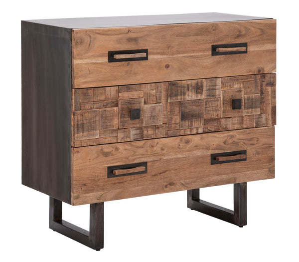 acquista Commode Mumbai 85x40x77 cm en bois d'acacia et fer marron et noir