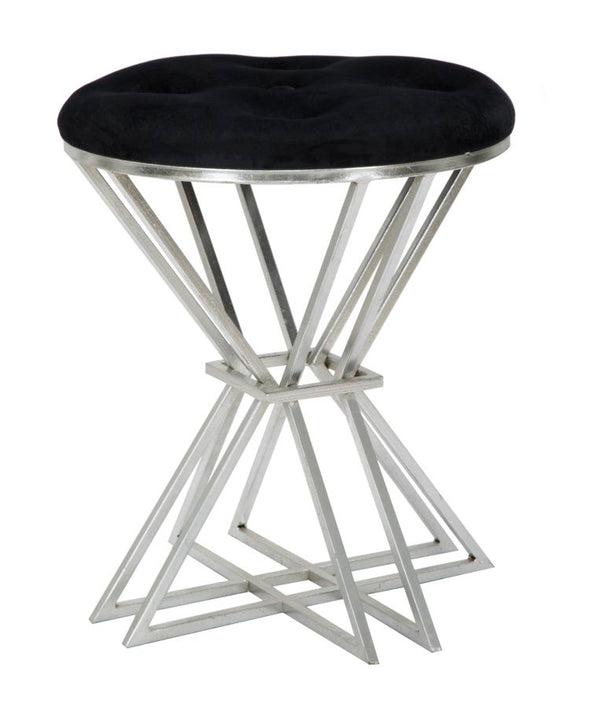acquista Tabouret Oslo Ø40x50 cm en Fer et MDF et Éponge et Polyester Argent et Noir