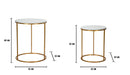 Tavolinetti Simply Marble Coppia Ø52x63-42x53 cm in Ferro e Marmo Oro e Bianco-7