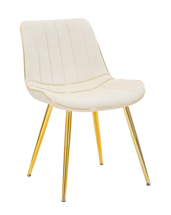 Lot de 2 Chaises Rembourrées 51x59x79 cm en Polyester Paris Crème et Or acquista