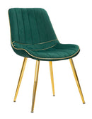 Set 2 Sedie Imbottite 51x59x79 cm in Poliestere Paris Verde e Oro-1
