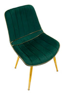 Set 2 Sedie Imbottite 51x59x79 cm in Poliestere Paris Verde e Oro-5