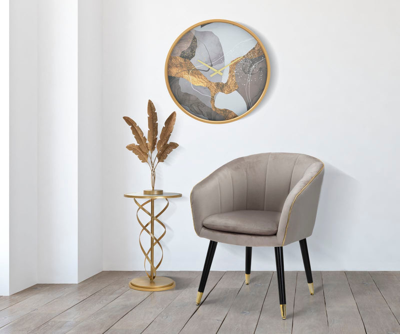 Poltrona Paris 62x58x78 cm in Legno Spugna Metallo e Poliestere Grigio,Nero e Oro-9