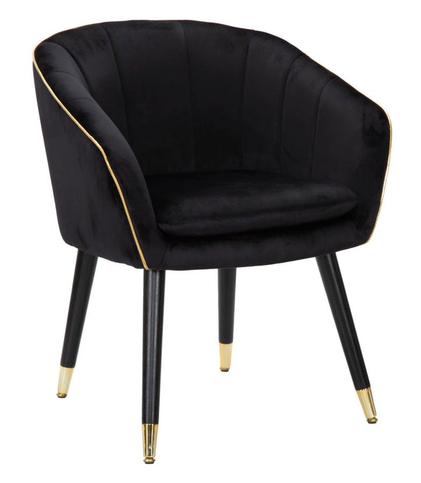 Poltrona Paris 62x58x78 cm in Legno Spugna Metallo e Poliestere Nero e Oro-1