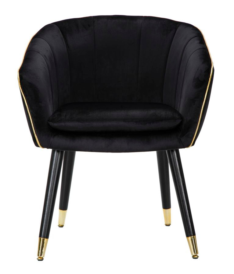 Poltrona Paris 62x58x78 cm in Legno Spugna Metallo e Poliestere Nero e Oro-2