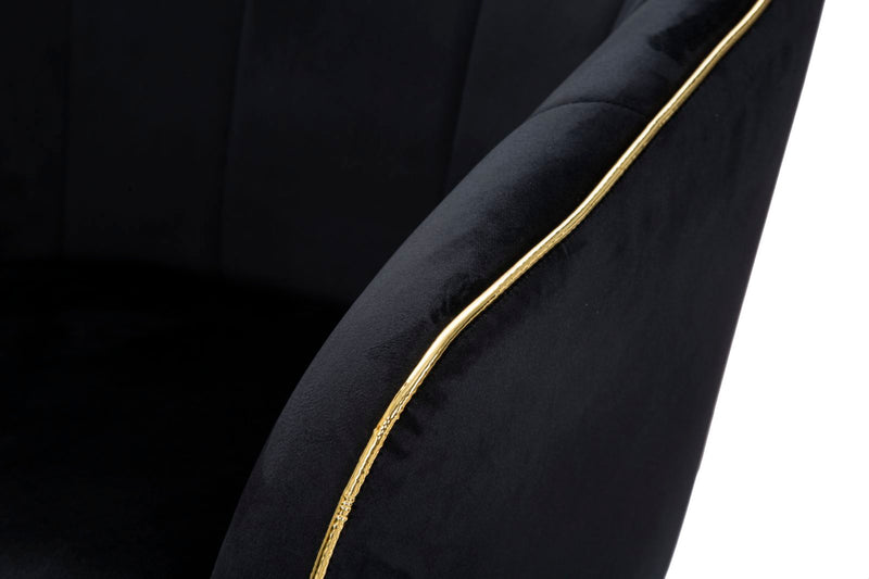 Poltrona Paris 62x58x78 cm in Legno Spugna Metallo e Poliestere Nero e Oro-7