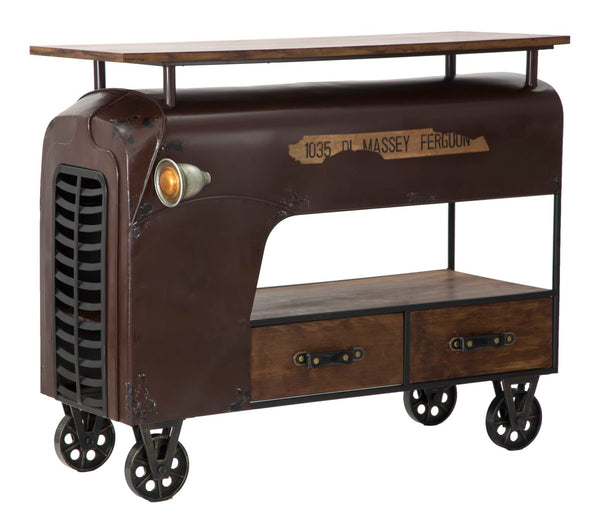 sconto Console Style Ancien 111x60x89 cm Bois de Sapin et Fer Marron