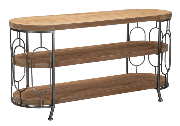 acquista Meuble TV New Mexico 121x40x61,5 cm en fer et MDF marron et gris