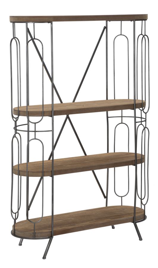 Libreria New Mexico 100x38x150,5 cm in Ferro e MDF Marrone e Grigio-1