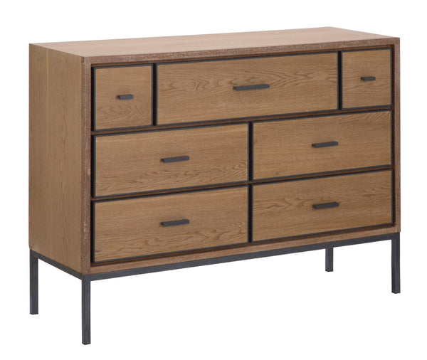 Commode Malé 105x38x82 cm Sapin et Placage de Frêne et MDF et Fer Brun et Gris prezzo