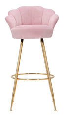 Sgabello Bar Vienna Rosa 55x53x110 cm Spugna e Tessuto e Metallo Rosa e Oro-2