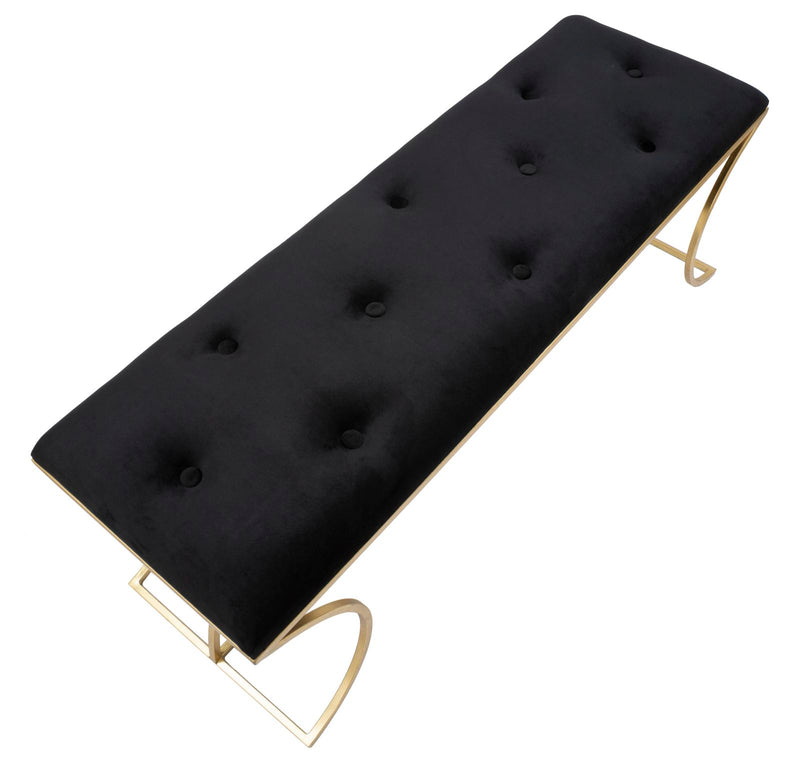 Panca Sunshine 120x40x45 cm in Ferro e Specchio Oro e Nero-3