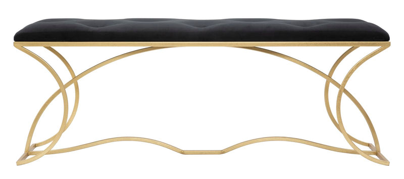 Panca Sunshine 120x40x45 cm in Ferro e Specchio Oro e Nero-4