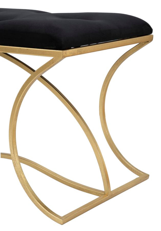 Panca Sunshine 120x40x45 cm in Ferro e Specchio Oro e Nero-6