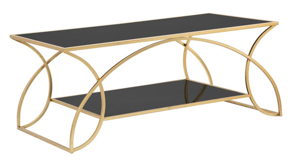 Table Basse Sunshine 110x60x45 cm en Fer et Or et Miroir Noir sconto