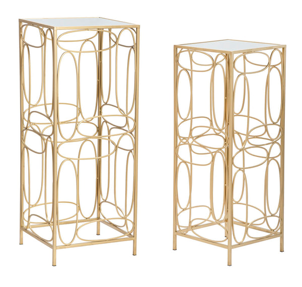 Porte Téléphone Bulles Paire 35x35x90-30x30x80 cm en Fer et Miroir Doré et Argenté online