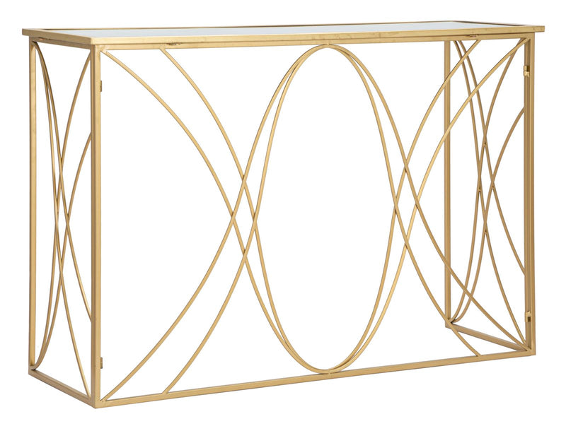 Console Exy 120x40x80 cm in Ferro e Specchio Oro e Argento-1