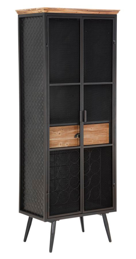 online Mobile Iron School Grille 63x38,5x164 cm en Fer et Bois de Sapin Noir et Marron