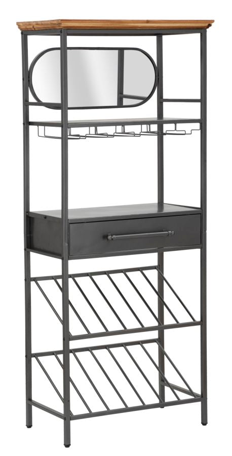 online Porte-bouteilles Industry 68x37x165 cm en fer et miroir et bois de sapin marron