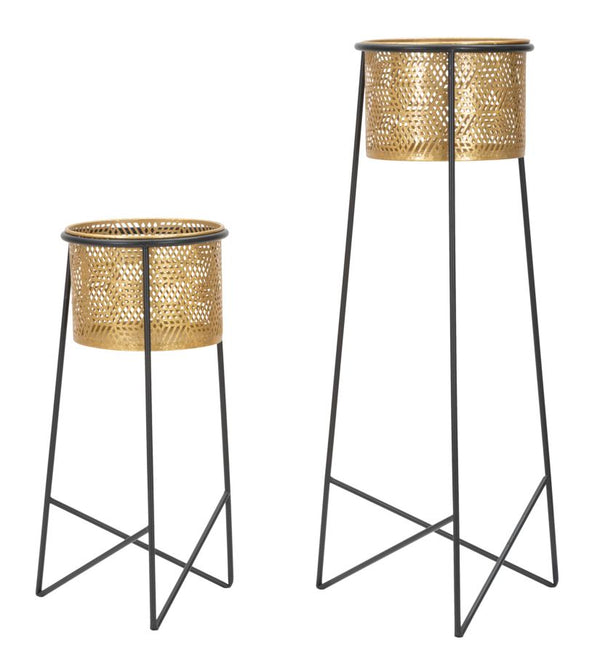 Porte Vase Exy Ø37x76-27x51 cm en Fer Doré et Noir online