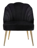 Poltrona Shell Nera 65x69x84 cm in Legno Spugna Poliestere e Acciaio Nero e Oro-2