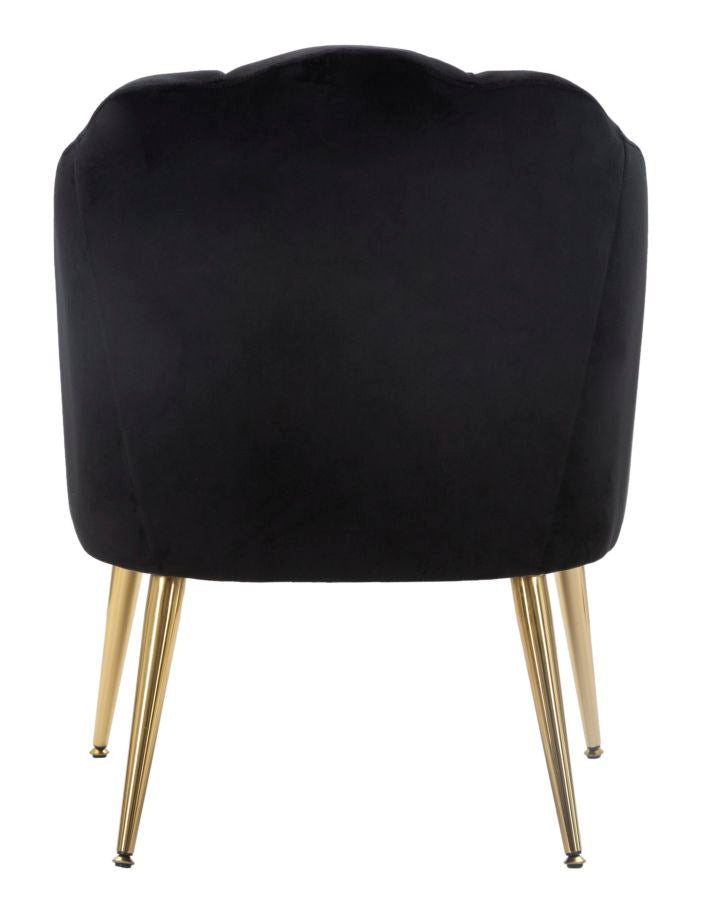 Poltrona Shell Nera 65x69x84 cm in Legno Spugna Poliestere e Acciaio Nero e Oro-4