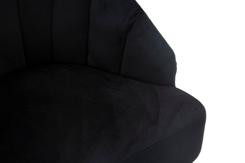 Poltrona Shell Nera 65x69x84 cm in Legno Spugna Poliestere e Acciaio Nero e Oro-6