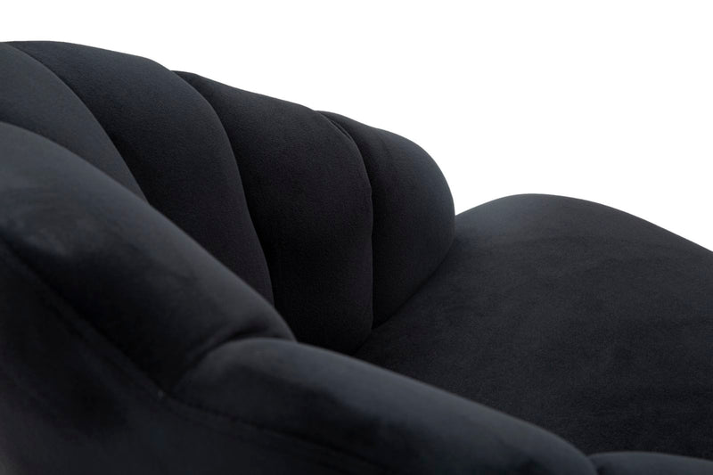 Poltrona Shell Nera 65x69x84 cm in Legno Spugna Poliestere e Acciaio Nero e Oro-7