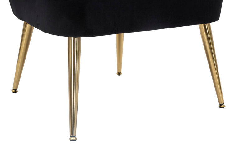 Poltrona Shell Nera 65x69x84 cm in Legno Spugna Poliestere e Acciaio Nero e Oro-8