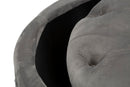 Puff Contenitore Rich Grigio Ø55x42 cm in Legno Spugna Poliestere e Acciaio Grigio-5