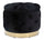 Puff Container Rich Black Ø55x42 cm en Bois Éponge, Polyester et Acier Noir et Doré