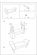 Panchetta Velvet Crema 102x31x51 cm Legno e Poliestere Crema e Nero-9