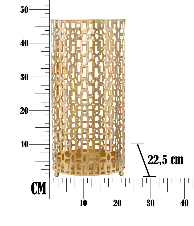 Porta Ombrelli Oblin Ø22,5x47,5 cm in Ferro MDF e Vetro Oro-6