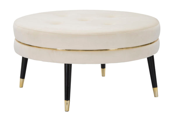 acquista Pouf Paris xxl Crème/Or Ø90x46 cm en Velours Doré et Noir