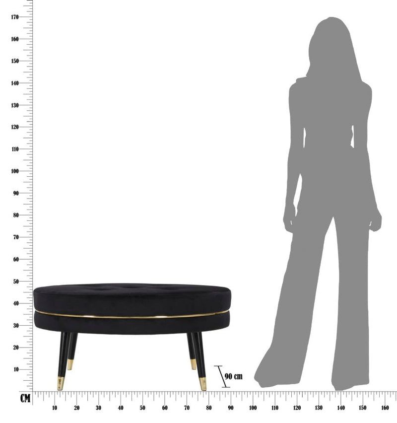 Puff Paris xxl Nero/Oro Ø90x46 cm in Legno e Spugna Nero e Oro-7