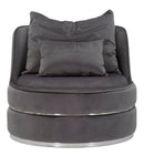 Poltrona Paris Space Grigio/Argento Ø84x72 cm in Legno e Spugna Grigio-2