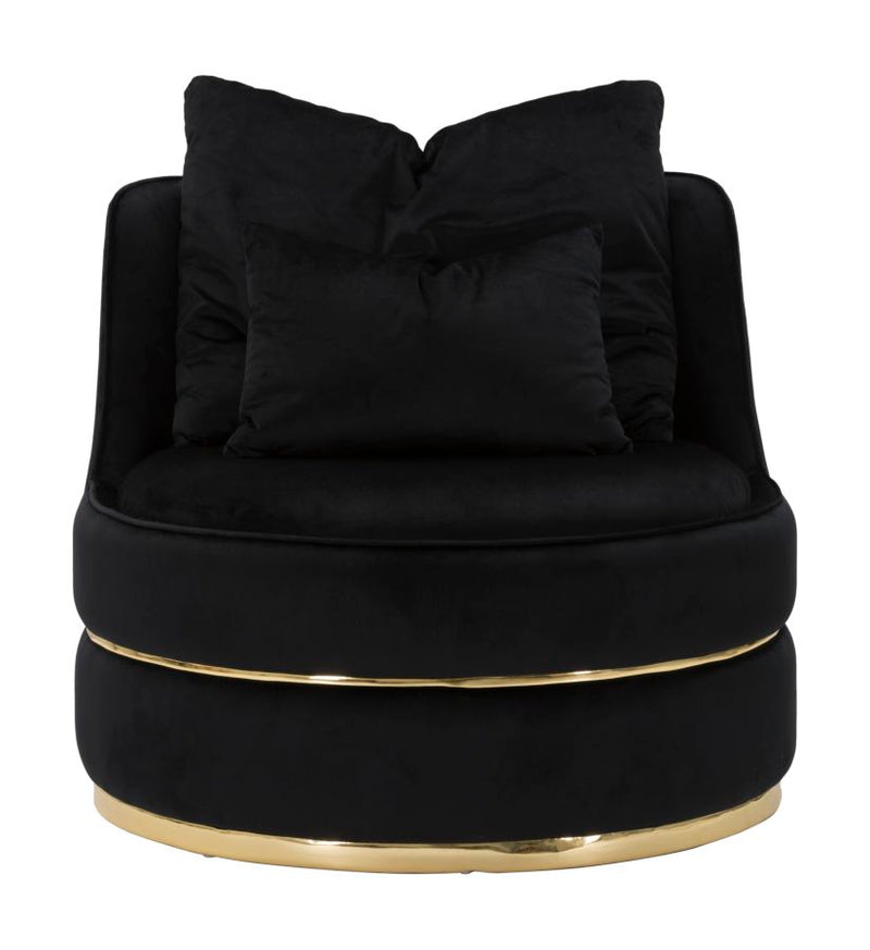 Poltrona Paris Space Nero/Oro Ø84x72 cm in Legno e Spugna Nero e Oro-2