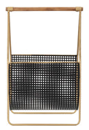 Porta Giornali Fashion 37x23x54,5 cm Legno di Abete e in Ferro Nero e Oro-2