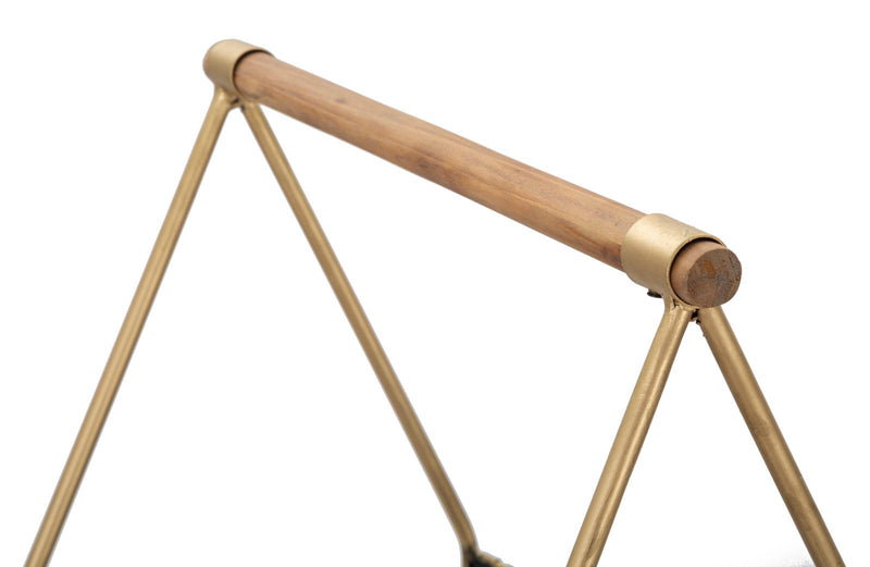 Porta Giornali Fashion 37x23x54,5 cm Legno di Abete e in Ferro Nero e Oro-4