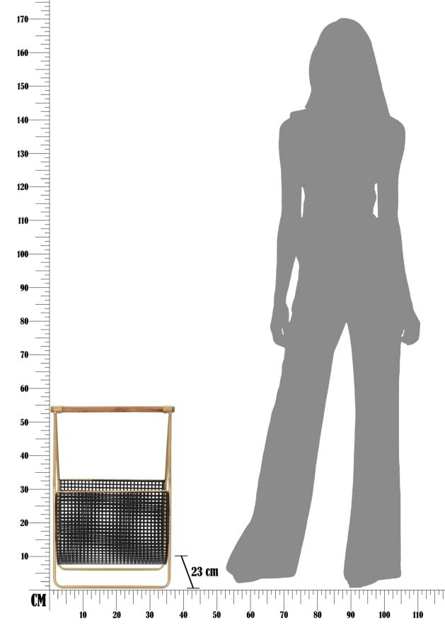Porta Giornali Fashion 37x23x54,5 cm Legno di Abete e in Ferro Nero e Oro-8