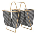 Porta Giornali Double 31x40x42,5 cm in Ferro Nero e Oro-1