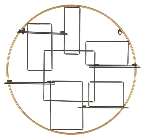 Decor Porte Bouteille Mural 63,5x9,5x62 cm en Fer Doré et Noir prezzo