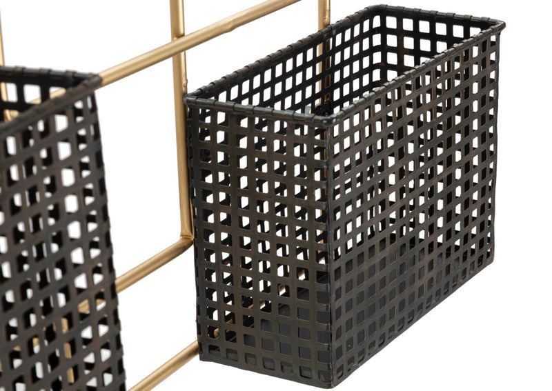 Porta Bottiglie da Muro Fashion 77x11,5x65,5 cm in Ferro Oro e Nero-2