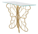 Console Butterfly 110x40x76 cm in Ferro e Vetro Oro-6