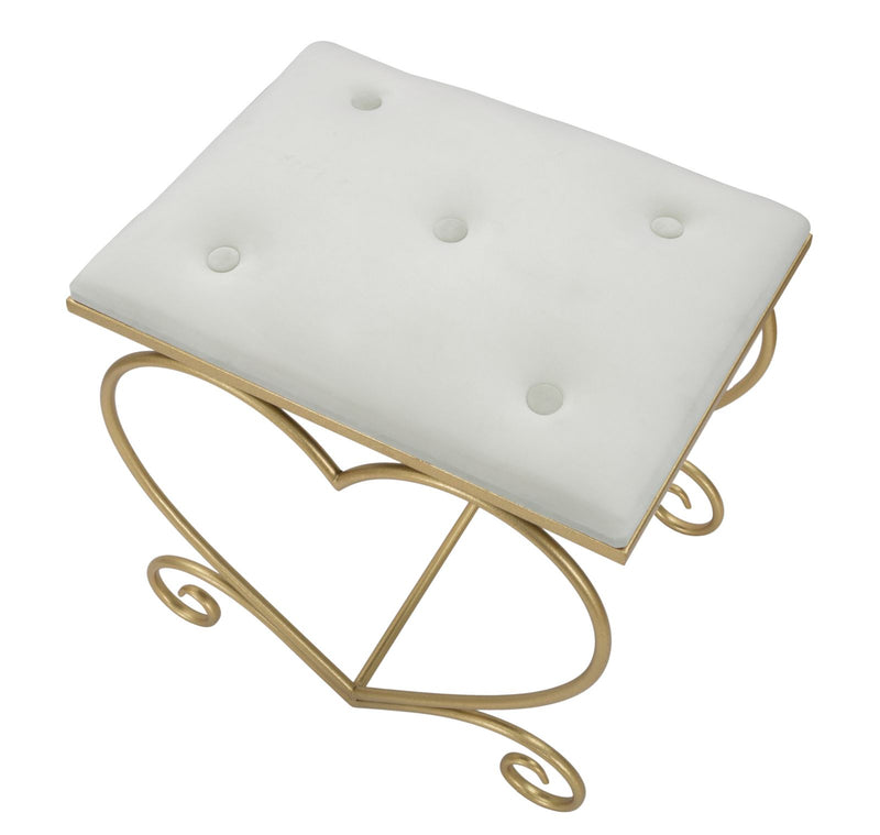 Sgabello Heart Crema 50x37,5x51,5 cm in Ferro e MDF e Spugna e Poliestere Oro e Rosa-4