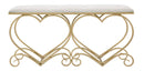 Panca Heart Crema 105x37,5x51,5 cm in Ferro e MDF e Spugna e Poliestere Oro e Rosa-3