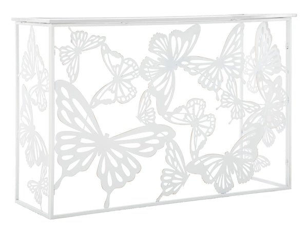 acquista Console Papillon Blanc 121,5x41x81 cm en MDF Fer et Miroir Blanc et Or